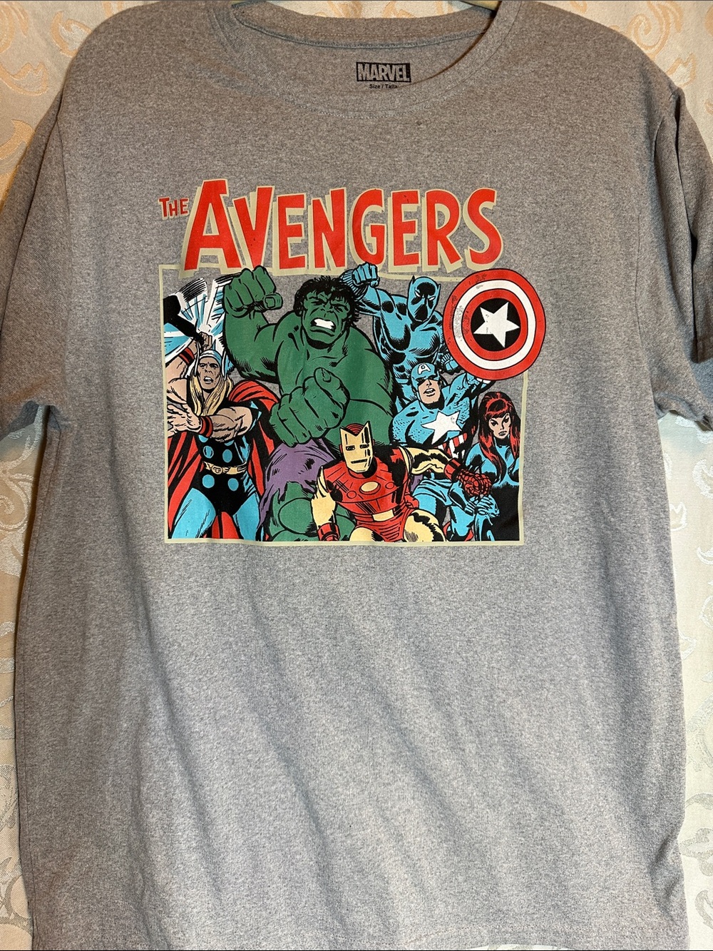 Marvel Gray Short-Sleeve Avengers Graphic Tee